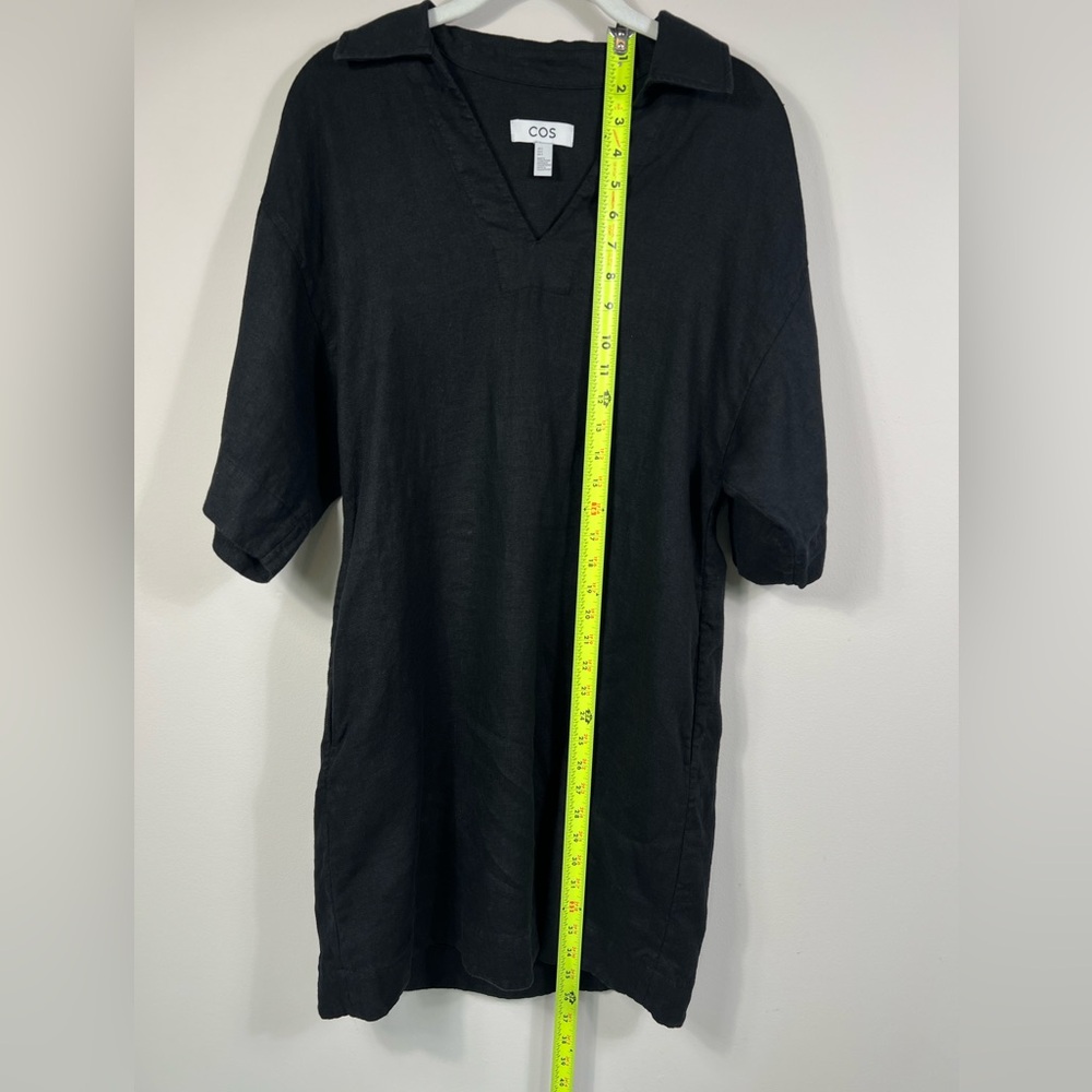 COS OPEN-COLLAR LINEN SHIRT DRESS, black, size 2 - Picture 5 of 5